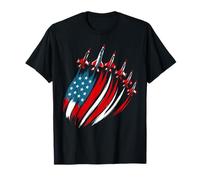 Patriotic Fighter Jets Bandera de Estados Unidos para niños 4 de julio Camiseta