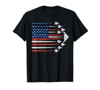 Patriotic Fighter Jets Bandera de Estados Unidos Rojo, Blanco y Azul 4 de Julio Camiseta