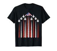 Patriotic Fighter Jets Bandera de Estados Unidos Rojo, Blanco y Azul 4 de Julio Camiseta