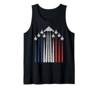 Patriotic Fighter Jets Bandera de Estados Unidos Rojo, Blanco y Azul 4 de Julio Camiseta sin Mangas
