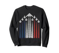 Patriotic Fighter Jets Bandera de Estados Unidos Rojo, Blanco y Azul 4 de Julio Sudadera