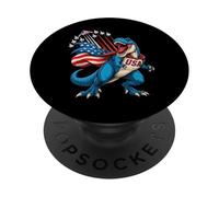 Patriotic Fighter Jets T Rex Dinosaur Bandera de Estados Unidos 4 de julio PopSockets PopGrip Adhesivo