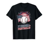 Patriotic Firework Baseball 4th of July Freedom funny Camiseta