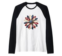 Patriotic Flower USA Floral American 4 Julio Independencia Camiseta Manga Raglan