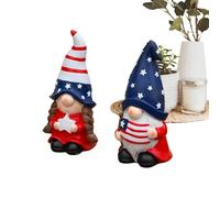 Patriotic Gnome Figurines, American Memorial Statue, Cute Festive Resin Decorative Ornament Pair, Charming Table Shelf Mantel Centerpiece Decor for Indoor Outdoor Desk Porch Yard Home Office School