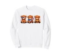 Patriotic Highland Cow Trio 4 de Julio USA Farm Art Sudadera