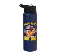 Patriotic Hotdog Bad Day To Be A Hot Dog 4 de julio Hot Dog Stainless Steel Insulated Water Bottle