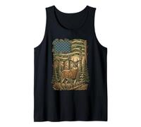 Patriotic Hunting Camo Flag Whitetail Buck Deer Hunter Camiseta sin Mangas