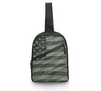 Patriotic Jungle Green Camo EE. UU. Bandera Sling Bag Crossbody Hombro Viaje Pecho Mochila Mochila Plegable para Deportes Compras Senderismo