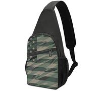 Patriotic Jungle Green Camo EE. UU. Bandera Sling Bag Crossbody Hombro Viaje Pecho Mochila Senderismo Mochila para Deportes Compras Trabajo