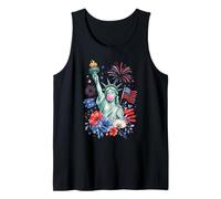 Patriotic Lady Liberty Bubble Gum American Flag Art tee Camiseta sin Mangas