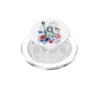 Patriotic Lady Liberty Bubble Gum American Flag Art tee PopSockets PopGrip para MagSafe