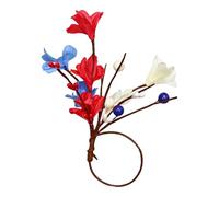 Patriotic Napkin Rings - Independence Day Party Decorations, Artificial Flower Napkin Holder with Realistic Petals, Festive Table Setting Accessory, Elegant Floral Ring for Formal Dinner