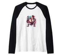 Patriotic Paws Bold USA Bulldog Camiseta Manga Raglan
