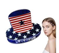 Patriotic Red White Blue Claw Clip - Patriotic Non Slip Hair Hold Accessories, Matte French Design Holiday Headdress, Strong Interlocking Jaw Grip, Festive Independence Day Updo Styling, Casual Beach