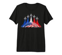 Patriotic Red White Blue USA Flag Fighter Jets 4th of July Camiseta Premium