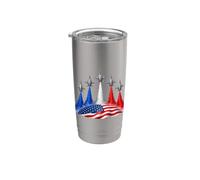 Patriotic Red White Blue USA Flag Fighter Jets 4th of July Vaso térmico de acero inoxidable de doble pared