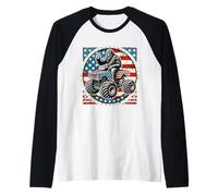 Patriotic Sasquatch Bigfoot Monster Truck Bandera de Estados Unidos Camiseta Manga Raglan