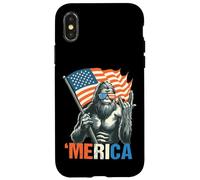Patriotic Sasquatch with Flag Funny ‘Merica Design for Free Carcasa para iPhone X/XS