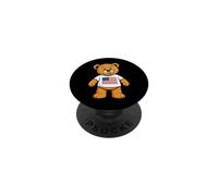 Patriotic Teddy Bear USA Flag Illustration Graphic Cartoon PopSockets PopGrip Adhesivo