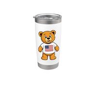 Patriotic Teddy Bear USA Flag Illustration Graphic Cartoon Vaso térmico de acero inoxidable de doble pared
