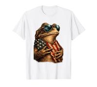 Patriotic Toad - Gafas de Sol con Bandera Americana Camiseta gráfica económica, Hombre, Blanco, XL