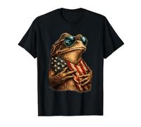 Patriotic Toad - Gafas de Sol con Bandera Americana Camiseta gráfica económica, Hombre, Negro, M