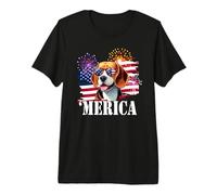Patriotic USA American Flag 4th July Merica Beagle Lover Camiseta Premium