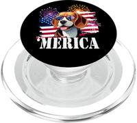 Patriotic USA American Flag 4th July Merica Beagle Lover PopSockets PopGrip para MagSafe