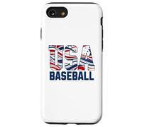 Patriotic USA American Flag Baseball players Carcasa para iPhone SE (2020) / 7 / 8