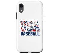 Patriotic USA American Flag Baseball players Carcasa para iPhone XR