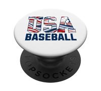 Patriotic USA American Flag Baseball players PopSockets PopGrip Adhesivo