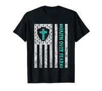 Patriotic USA American Flag Christian Faith Over Fear Prayer Camiseta