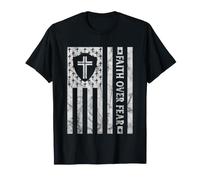 Patriotic USA American Flag Christian Faith Over Fear Prayer Camiseta