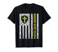 Patriotic USA American Flag Christian Faith Over Fear Prayer Camiseta