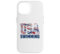 Patriotic USA American Flag Swimming. Carcasa para iPhone 14