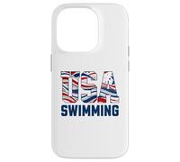 Patriotic USA American Flag Swimming. Carcasa para iPhone 14 Pro