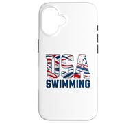 Patriotic USA American Flag Swimming. Carcasa para iPhone 16