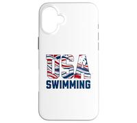 Patriotic USA American Flag Swimming. Carcasa para iPhone 16 Plus