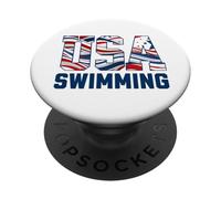 Patriotic USA American Flag Swimming. PopSockets PopGrip Adhesivo