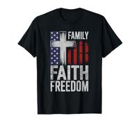 Patriotic USA Familia Fe Libertad Estilo Vintage Camiseta