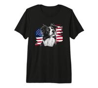 Patriotic USA Flag July 4th Independence Border Collie Lover Camiseta Premium