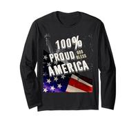 Patriotic USA Flag Proud To Be An American Citizen Veteran Manga Larga