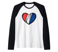 Patriotic USA Heart Red White Blue American Pride Camiseta Camiseta Manga Raglan