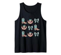 Patriotic USA Western Cowboy Coquette Boots Sombreros 4 de julio Camiseta sin Mangas