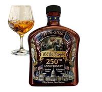 Patriotic Whiskey Decanter - 350 ml conmemorative Container | 250th Glass Bottles for Liquor | For Men Dads Boyfriends Husbands Homes