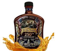 Patriotic Whiskey Decanter - 350ML Souvenir Container For Men | 250th Liquor Glass Bottle With Etched Emblem & Thick Weighted Base For Dad, Grandpa, Husband, Home, Kitchen And Restaurant