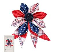 Patriotic Wreath - 9.84 Inches Vintage Bow Decoration | 4th of July Decor, Farmhouse Hanging Ornament, Spring Summer Front Door Indoor Outdoor Use, Wall Garden Living Room Fireplaces
