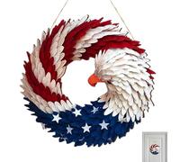 Patriotic Wreath, Eagle Flag Wreath, Red White Blue, Independence Day Decor, Brave Wings Garland, Fourth of July, Flag, Home Use Decorations For Home Use