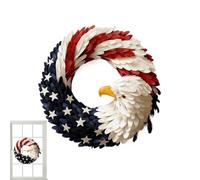 Patriotic Wreaths - High-Definition Hand-Painted Eagle Sculpture | Premium Weather-Resistant Synthetic Resin, 7.87 Inch American Garland, Front Door Decor, Red White Blue